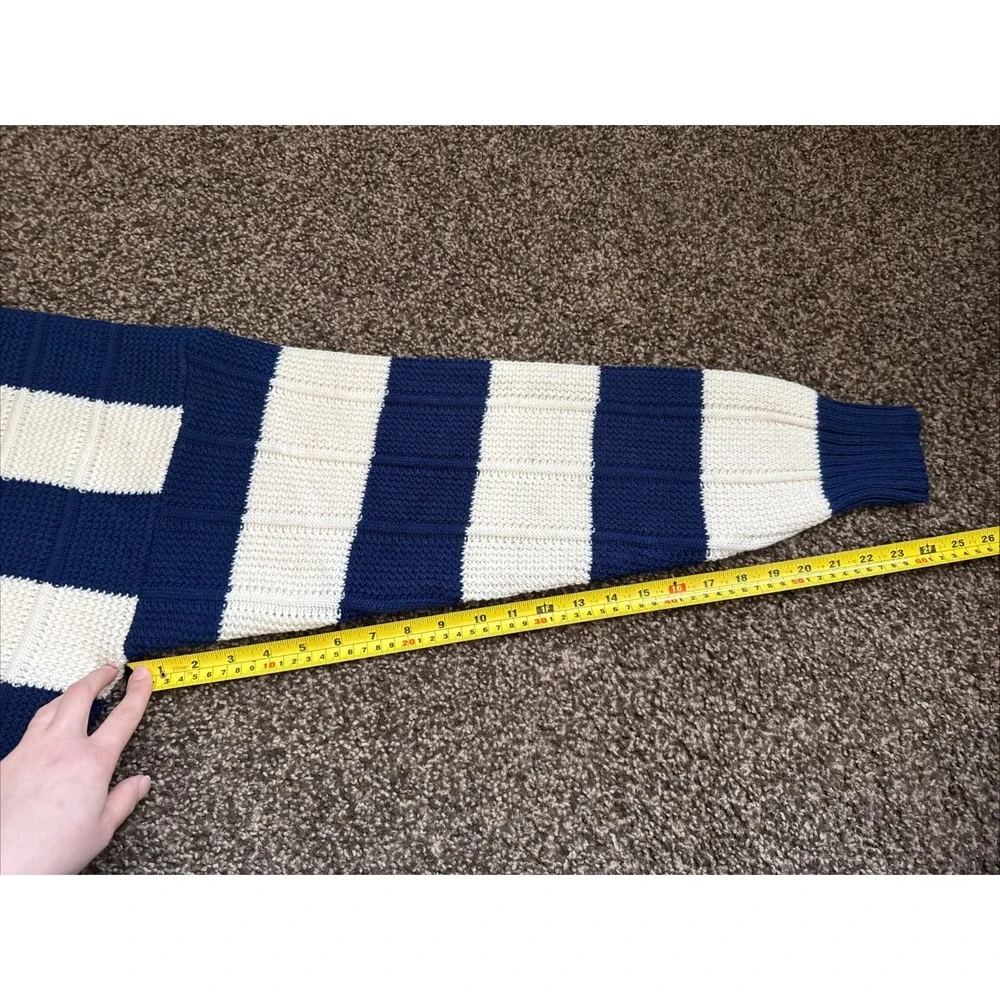 Vintage 80s Eleven Sixty Six Navy White Striped Knit Sweater Men's Large Preppy
